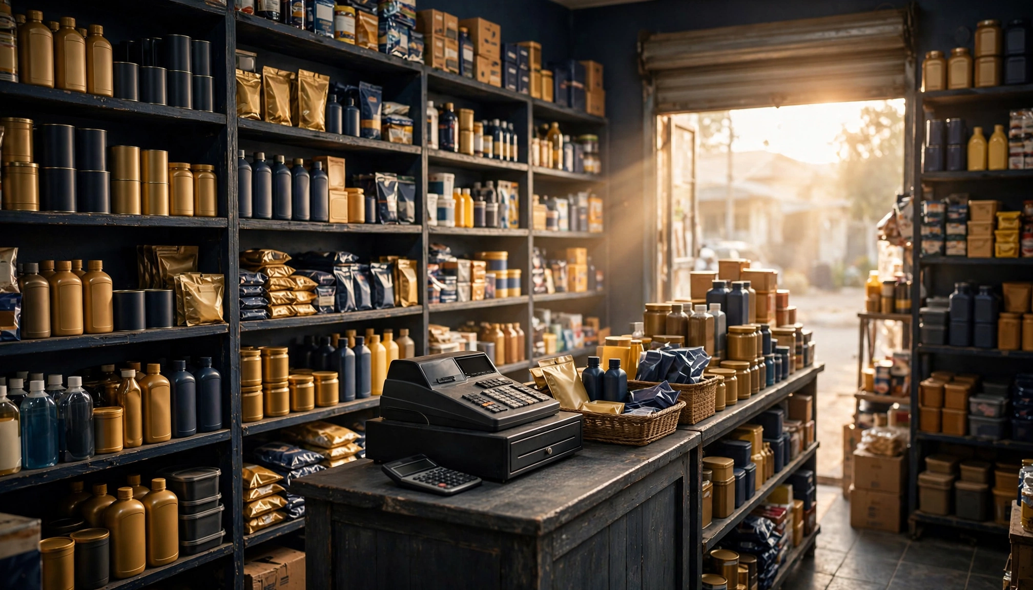 Nigerian supermarket shelves stocked with goods