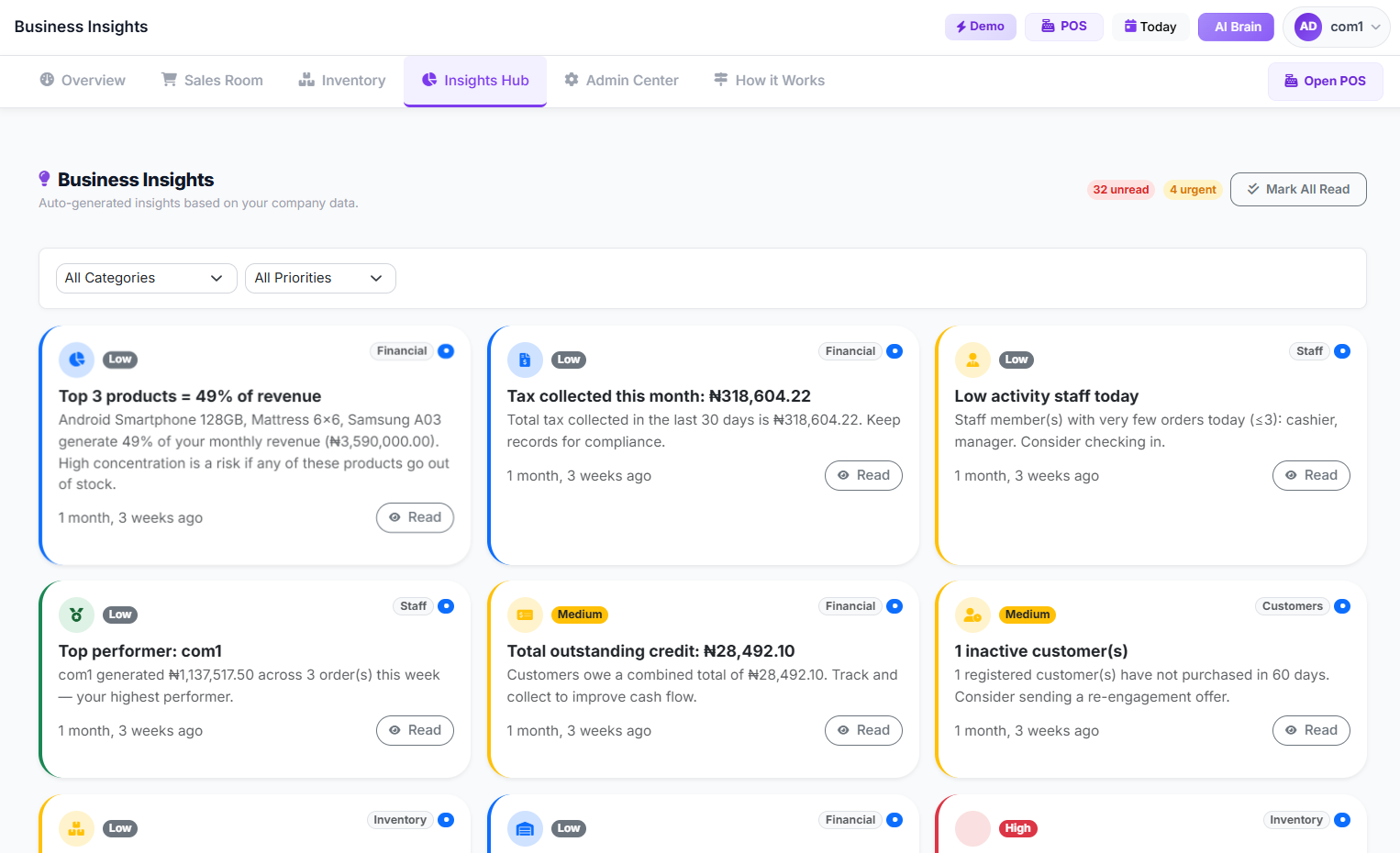 Business Insights Page
